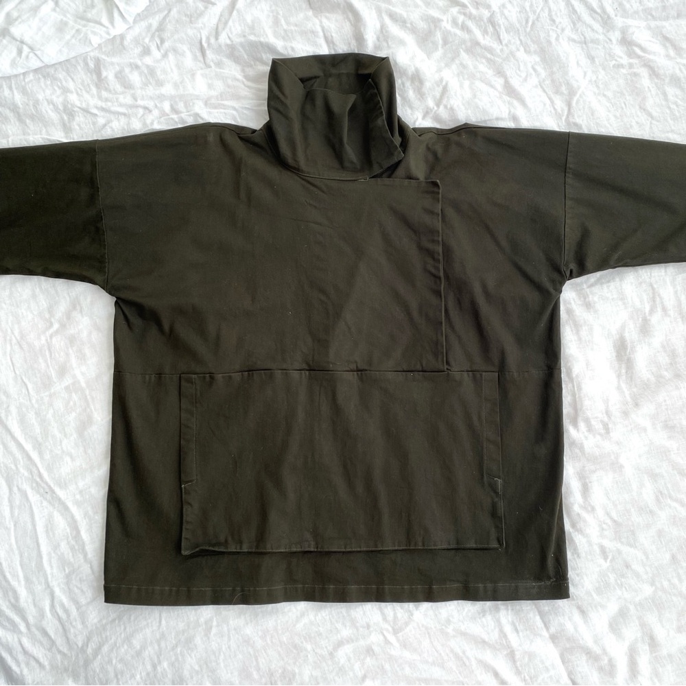 Asymmetrical Green Canvas Anorak Jacket